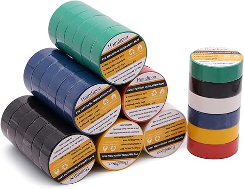 Miniatura 7 de Homdipoo Cinta eléctrica de colores, paquete de 6 unidades de 34 pulgadas por 30 pies, nivel de voltaje 600 V a prueba de polvo, adhesivo para