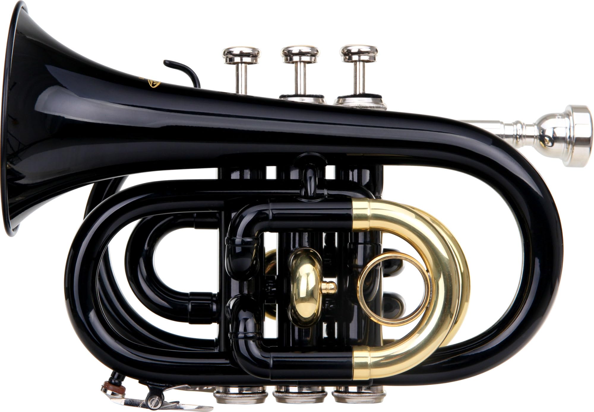 Classic Cantabile Brass TT-400 Trompette de Poche en Sib (laiton, pavillon diamètre : 93 mm, perce : 11,8 mm, accord : Sib, incl. étui léger, embouchure, chiffon de nettoyage, gants) noire