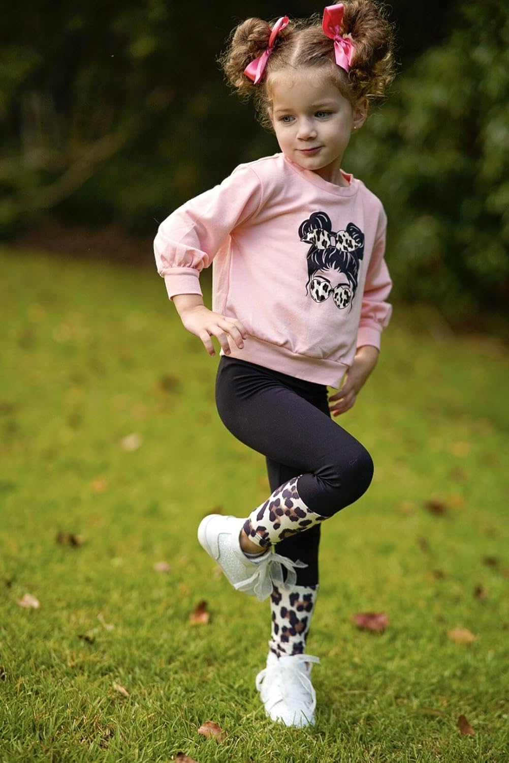 Arshiner Toddler Girls Clothes 2Pcs Graphic Pullover Sweatshirts Patchwork Leggings Pants Fall Winter Outfit Tracksuits 1-6 - Image 7