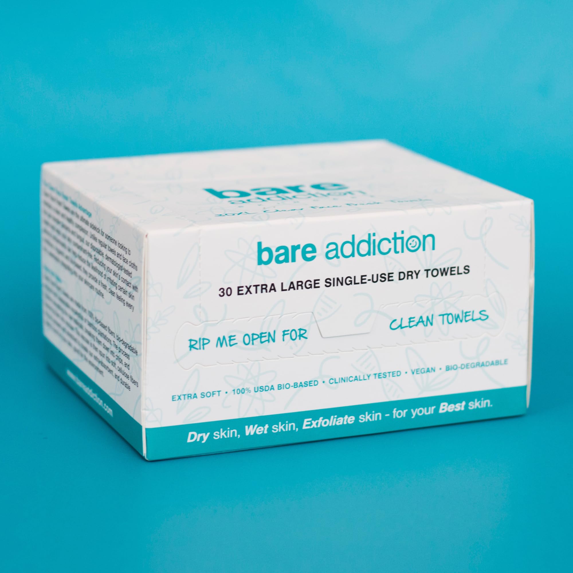 Bare Addiction 30 XL Clear Face Fresh Towels, Hygienic & Eco-Friendly Face Towels For Acne Prone & Sensitive Skin - Image 2