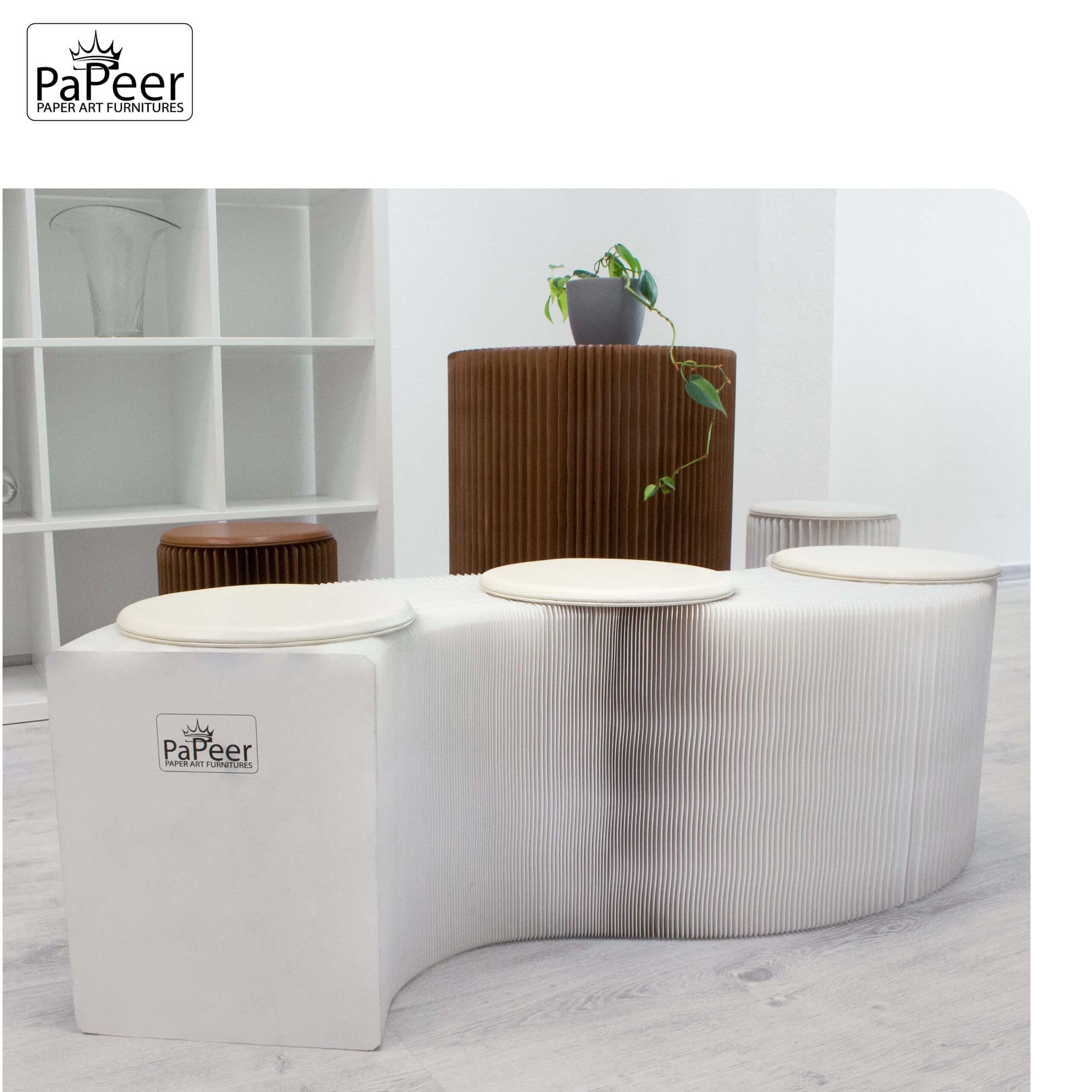 Banc Pliable en Papier Blanc 200cm 30cm