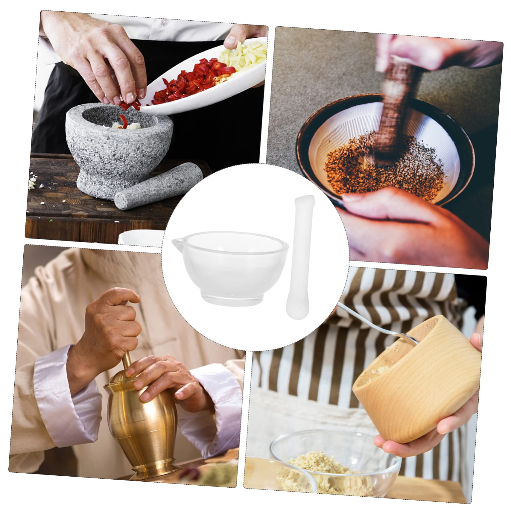 PRETYZOOM Glass and Pestle Set Unglazed Grinding Tool Small for Kitchen Pharmacy
