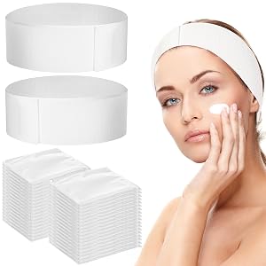 Yopay 100 Pack Disposable Spa Facial Headbands Soft Elastic Headband Wrap with Closure for Women Girls Individual Pack