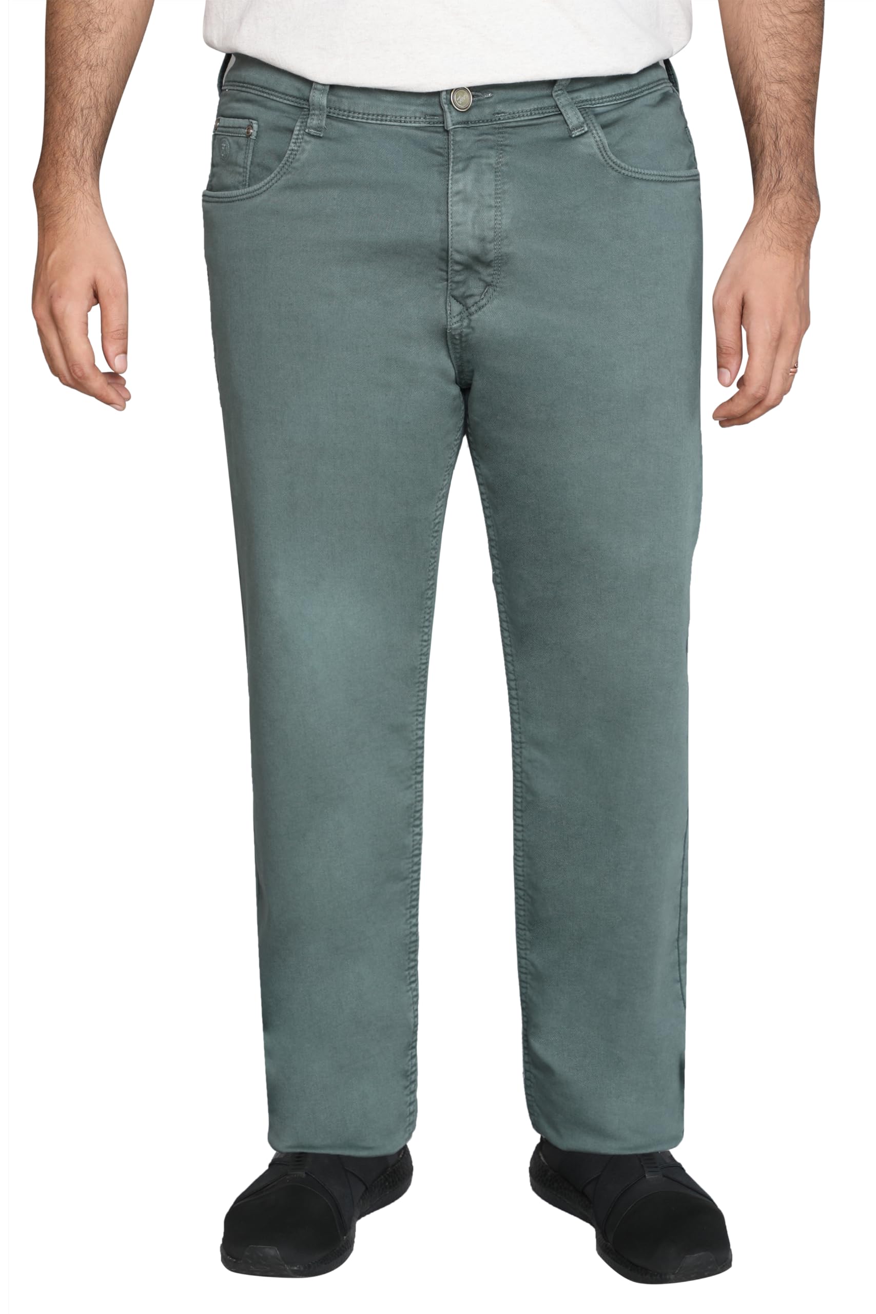a saba Men’s Plus Size Straight Fit Casual Jeans | Sage Green Denim | Comfortable Stretch Cotton | Durable Everyday Wear | Green Wash Jeans for Men-picture-40