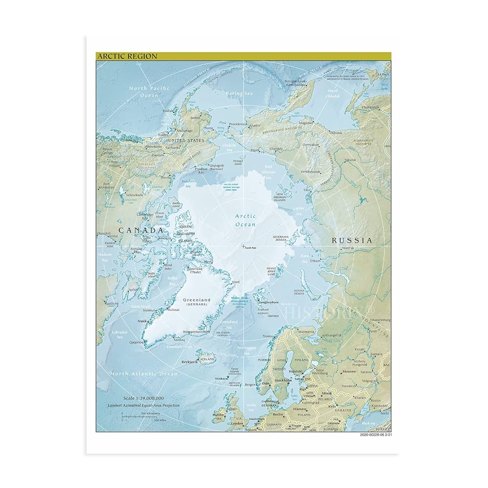 1971年 ナショナルジオグラフィック 北極海 地図 額装 木製 ディスプレイ 1971年 ナショナルジオグラフィック 北極海 地図 額装 木製