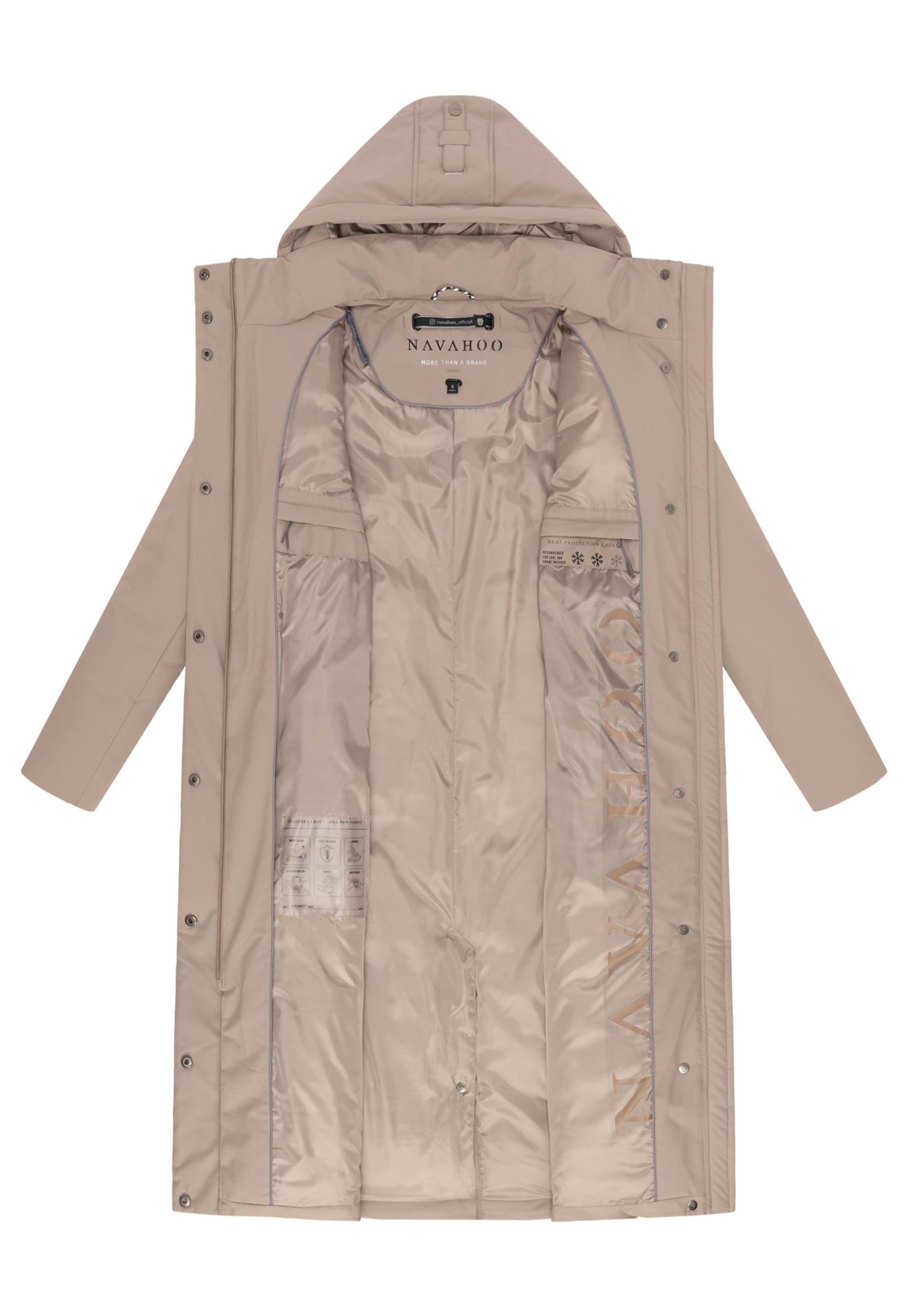 Navahoo Damen Winterjacke (XS-3XL) - wasserabweisend, abnehmbare Kapuze, Taillengürtel - N107