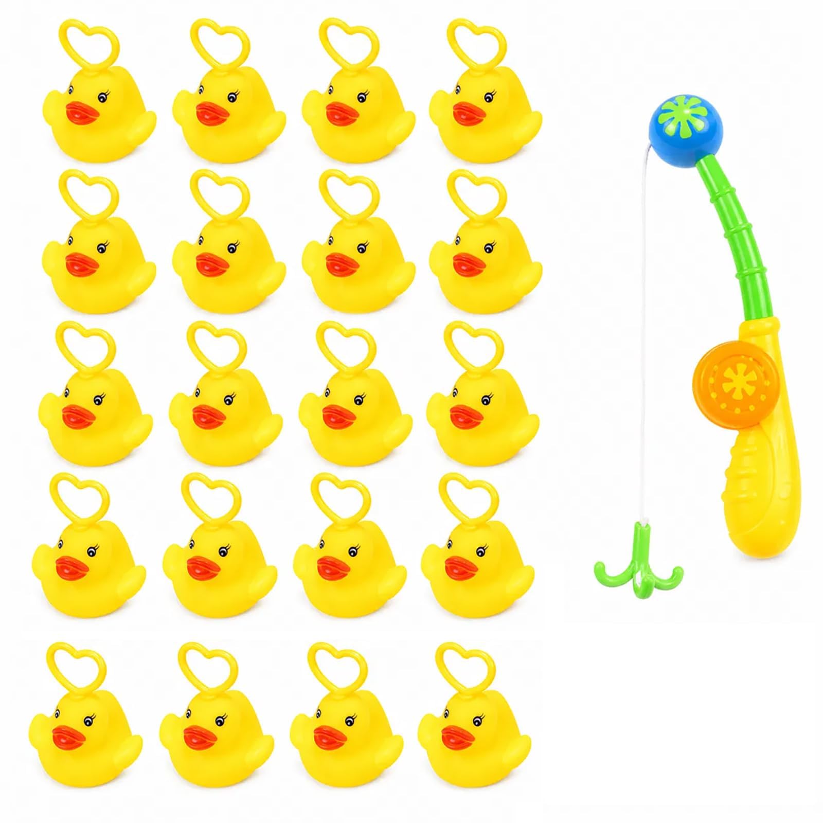Hook a Duck Game Water Game 20 Rubber Ducks with Hooks and Fishing Rod (A)
