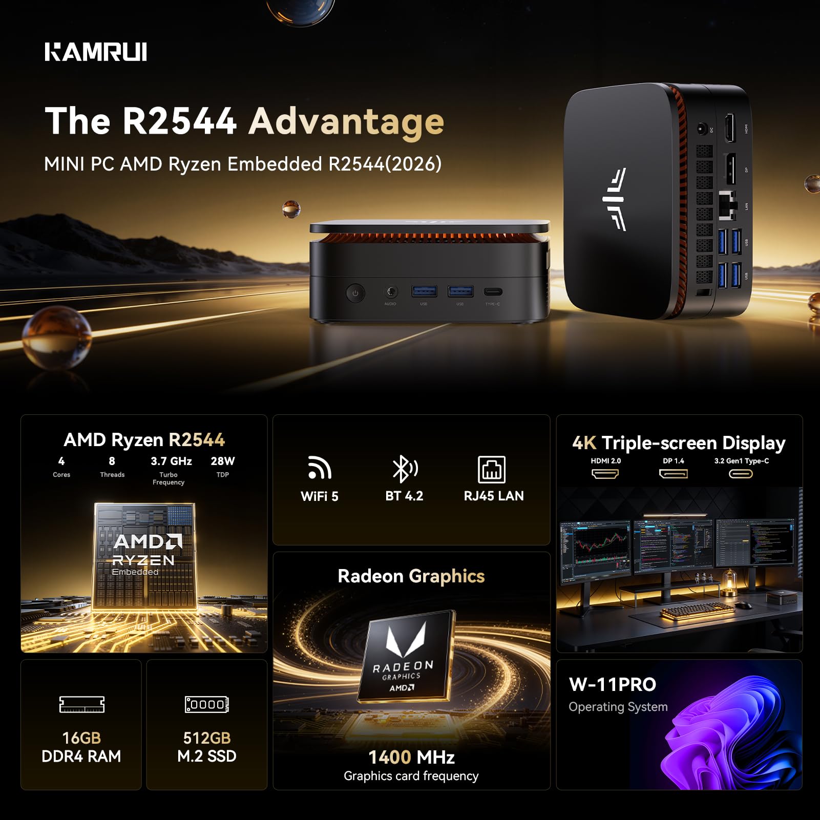KAMRUI Essenx E1 Mini PC, N150 (up to 3.6 GHz) Mini Computers