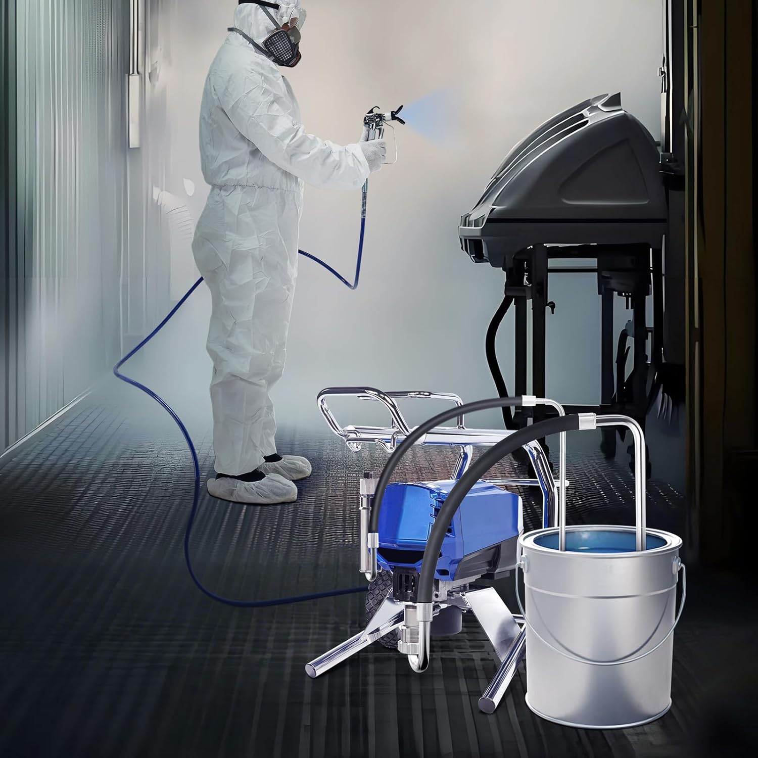 VEVOR Suction Hose Tube and Reflux Line Sets, Aluminum Alloy an Rubber Suction Hose and Reflux Line Set, Paint Sprayers Tool Part, Compatible with Multiple Airless Spraying/Line Painting Machine