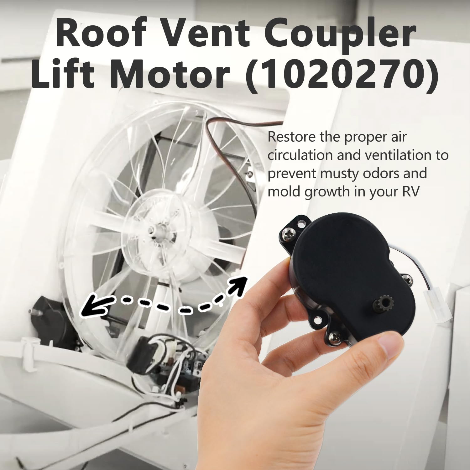 10-20270 Deluxe - Motor de elevación de ventilación de techo de 12 V, color negro | Compatible con Maxx Air para MaxxFan 4500K-8951K