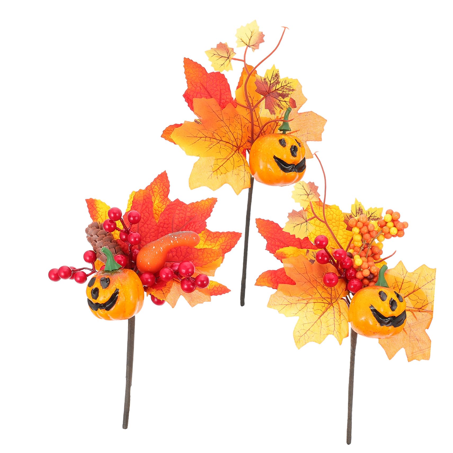 PRETYZOOM 3 Set Simulazione Di Rami Di Zucca Centrotavola Halloween Decorazione Casa Gonfiabile Ramo Di Acero Artificiale Raccolta Di Zucche Autunnali Foglia D'acero Artificiale 3 Pezzi*3