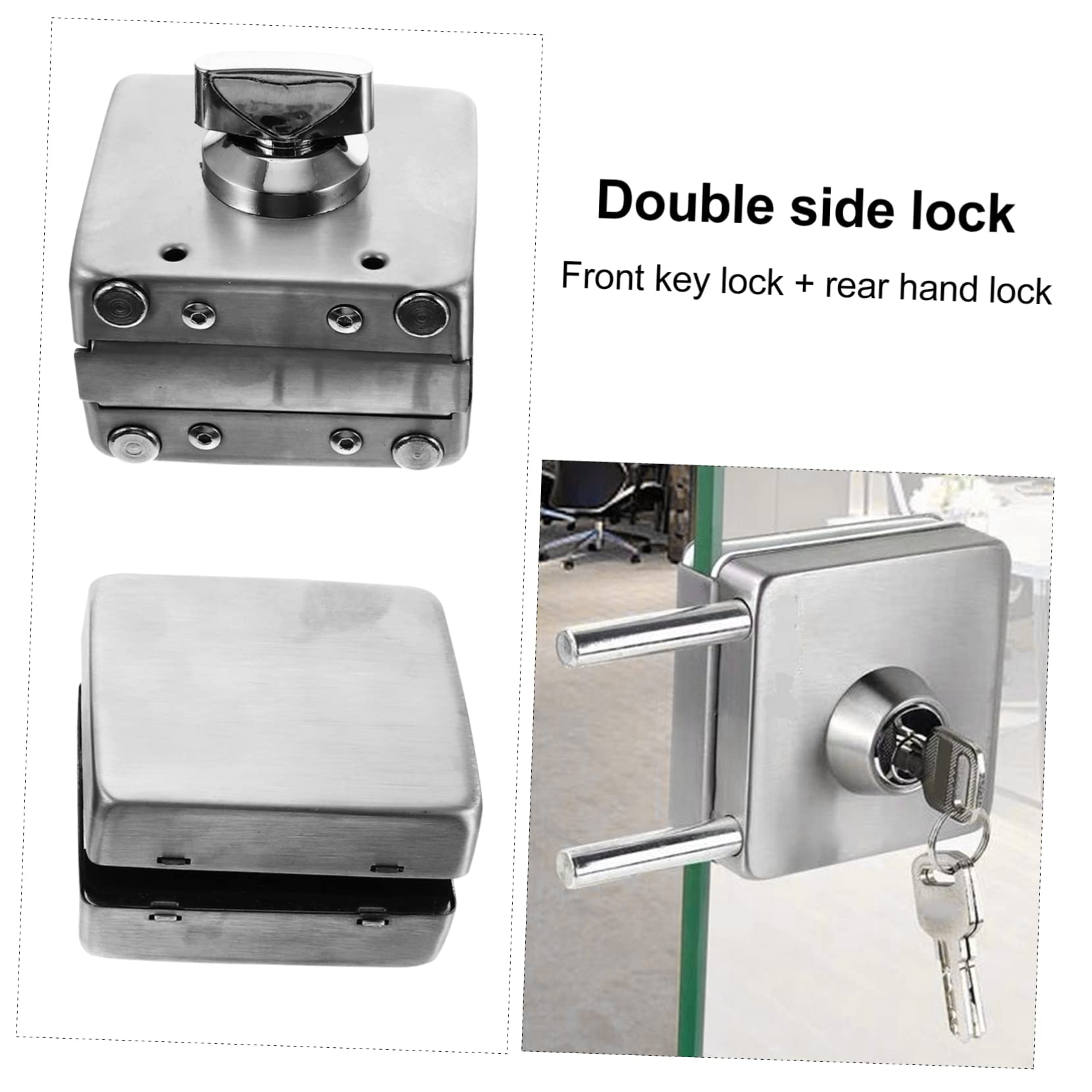 NUOBESTY Verrou De Porte Sans Cadre Pour Verre Loquet De Porte Verre Facile à Installer Serrure De Portail Simple