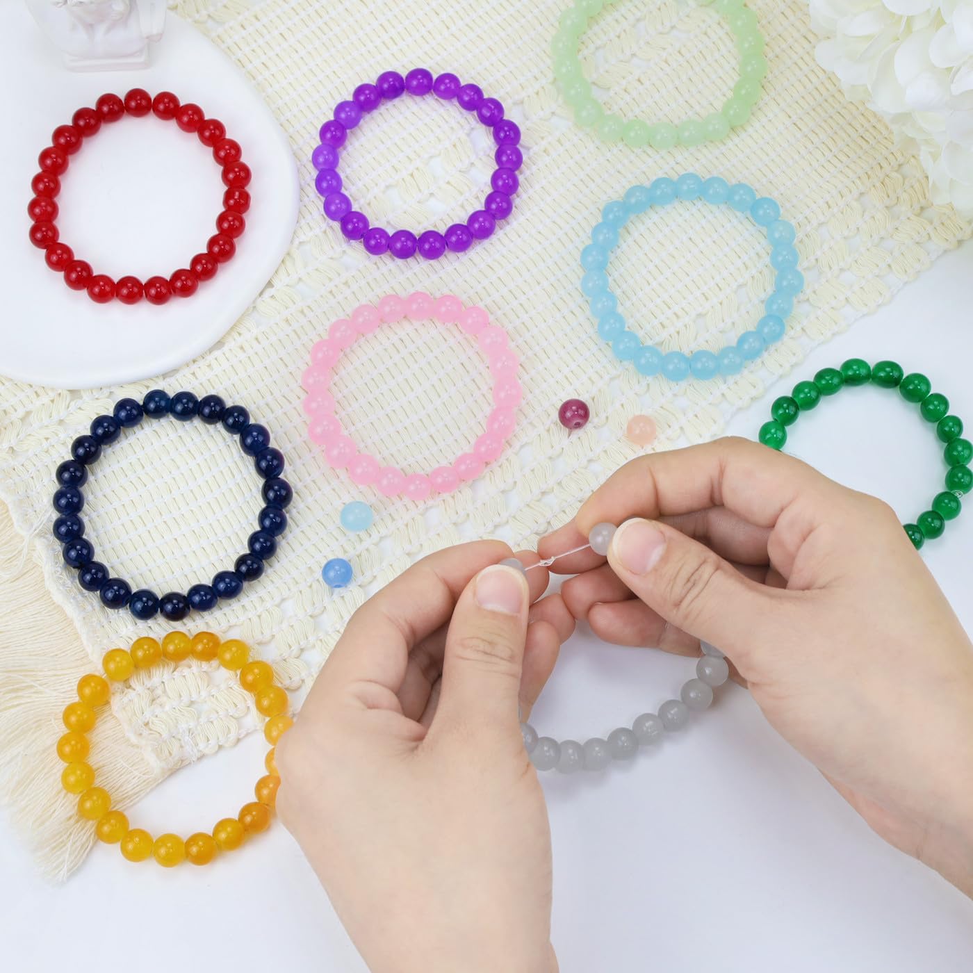 500 Glass Beads for Bracelets - Crafting Supplies -6