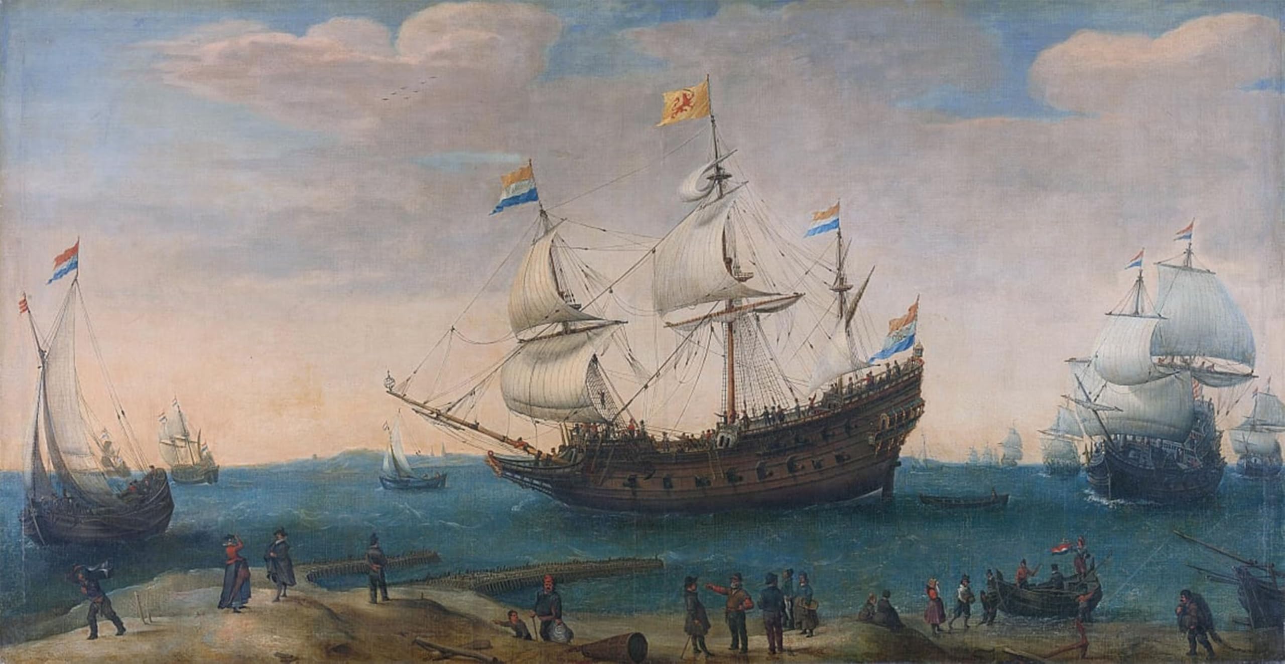 Artxlxxbn No Frame Famous Painting Art Wall Decor Abstract Art Picture The Mauritius And Other East Indiamen By Hendrick Cornelisz Vroom Animal Pictures For Home Decor 60X90cm