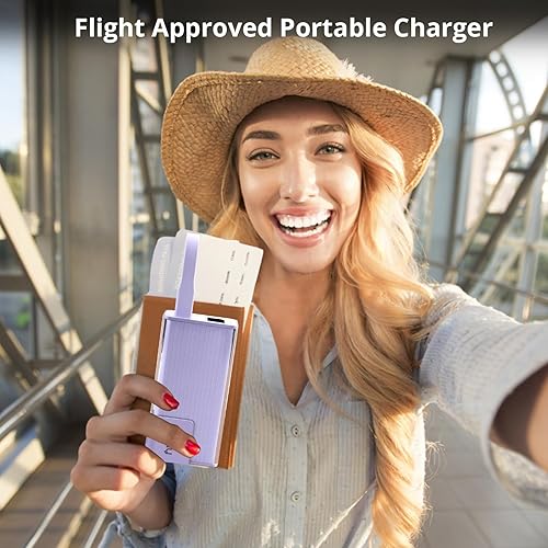 Miniatura 5 de Miady Cargador portátil integrado con enchufe de pared plegable, PD 30 W 10000 mAh, cargador de batería compacto con cable USB-C y pantalla LED,