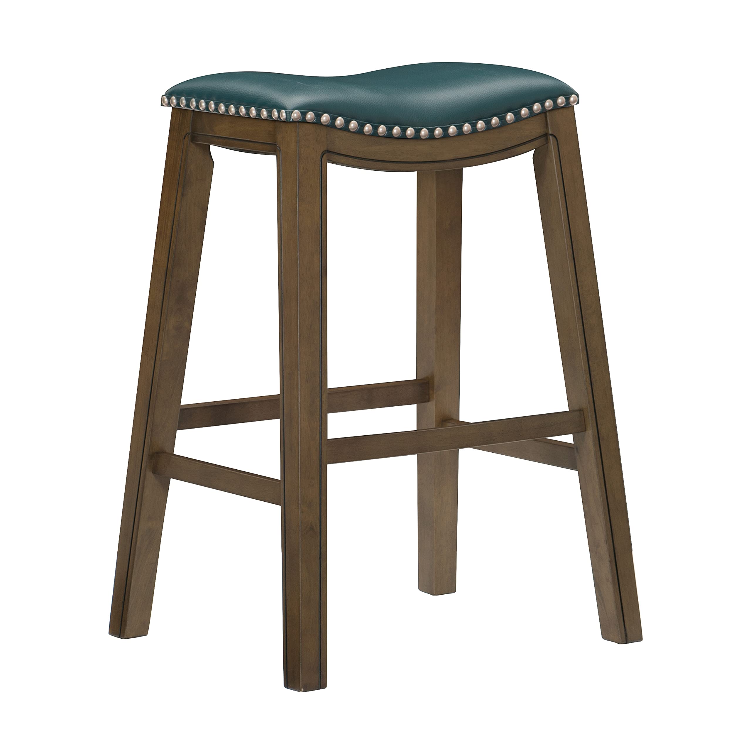 Homelegance Ordway Saddle Seat Bar Height Stool, 30"SH, Green