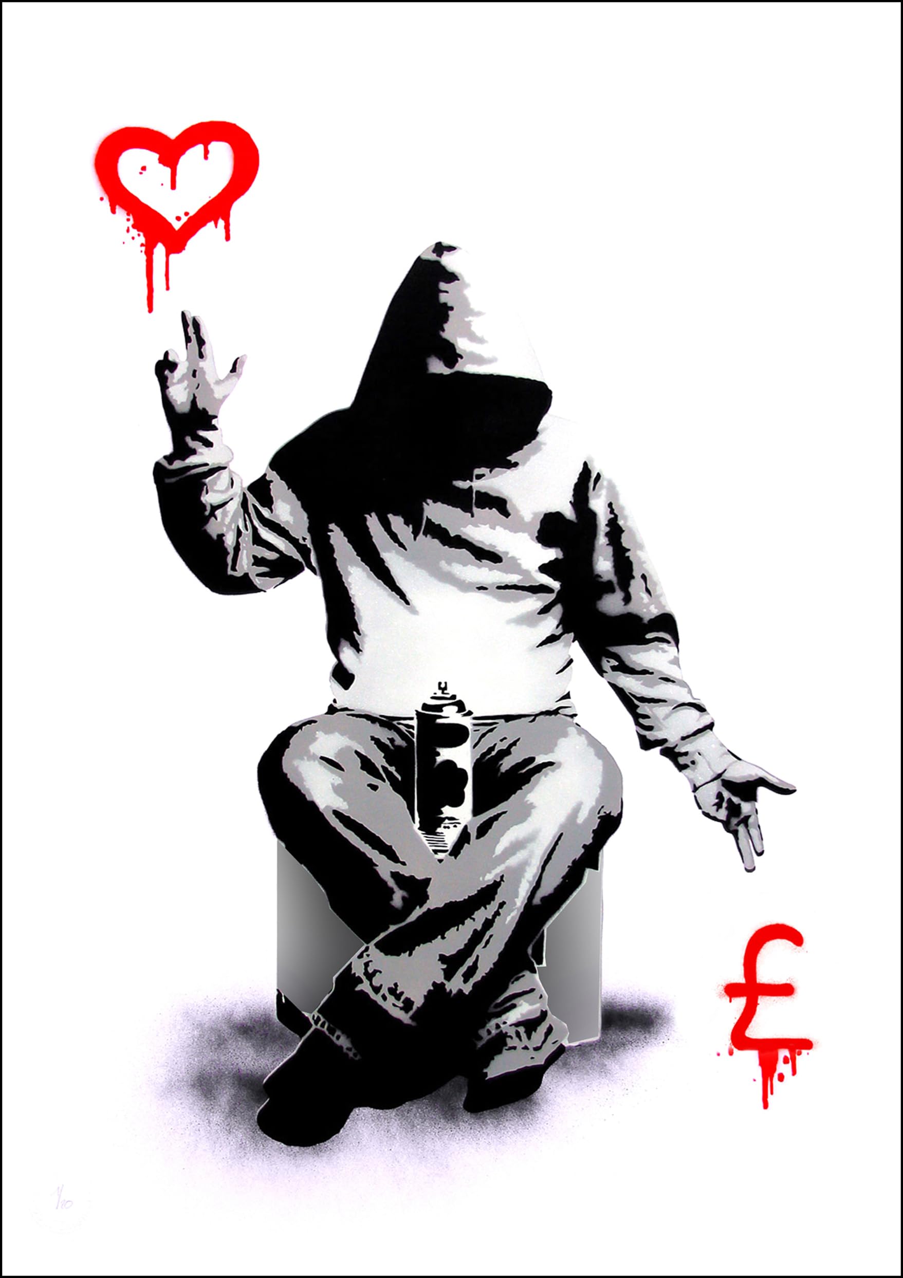Canvasartshop Unframed - Banksy Love Or Money Graffiti- Premium Wall Art Framed Picture Prints - 3 Colours - 4 Sizes (, A4)