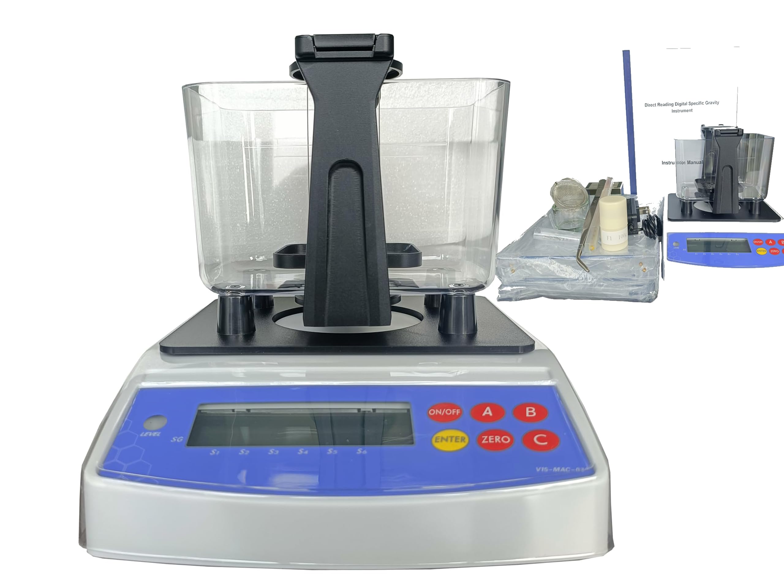 VTSYIQI Digital Solid Density Meter Tester 0.001 to 200g Weight Range 0.0001g/cm3 Resolution for for Rubber Plastic Metals Glass Ceramic ect