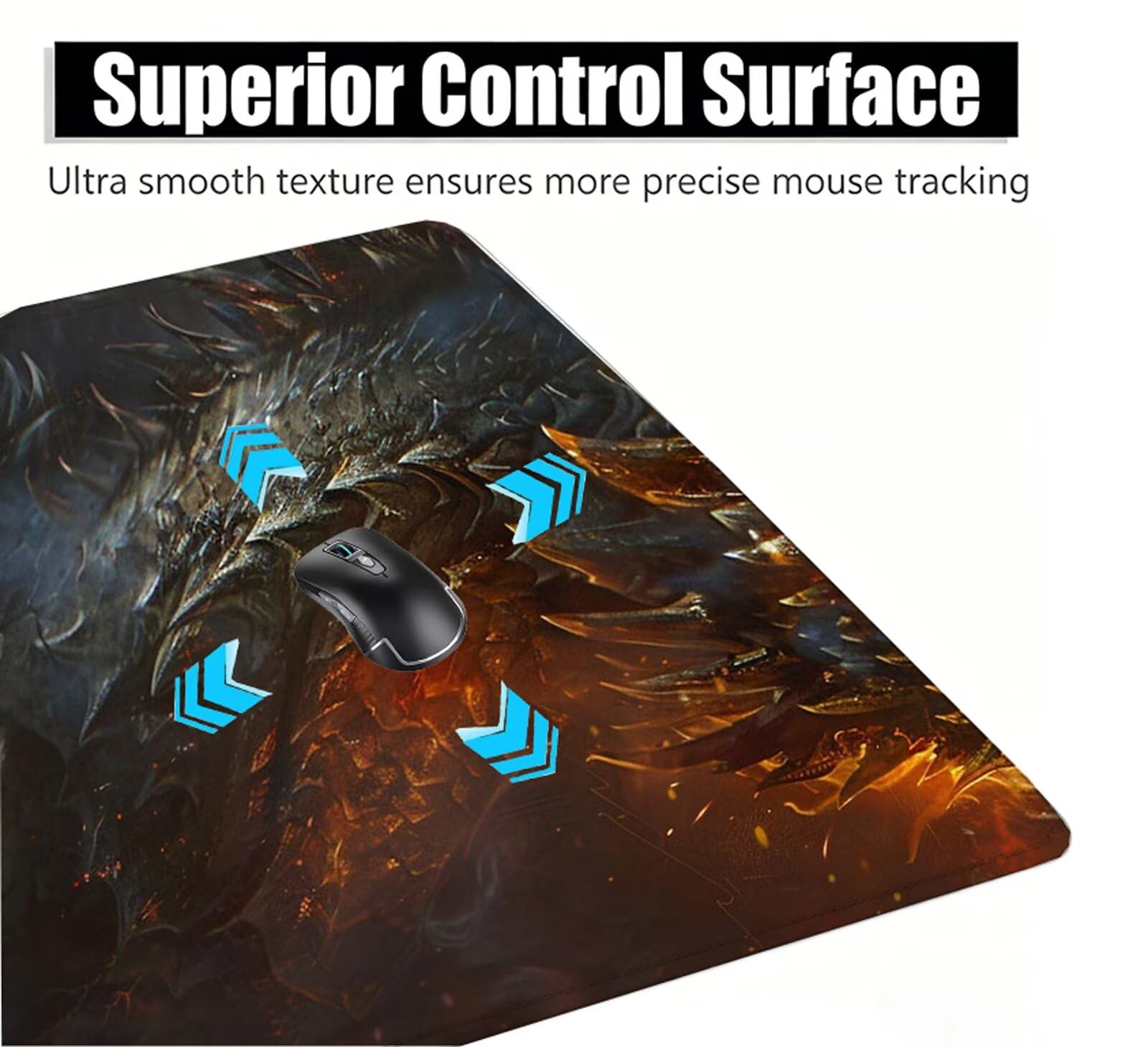 Tappetino Mouse Nero Tappetino Mouse XXL 150x80 cm Mouse Pad Drago Sottomano Scrivania Ufficio Grande, Mousepad Gaming Antiscivolo Impermeabile, Tappeto per Computer e Tastiera, Gamer, Regalo W6-905