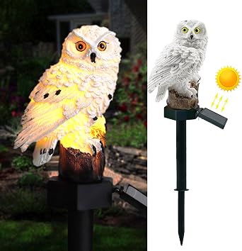 DOUBLE 2 C Solar Garden Light Outdoor, Owl Solar Garden Stake Light, Waterproof Warm White LED Light for Garden, Patio, Yard, Lawn, Walkway Decoration Owl