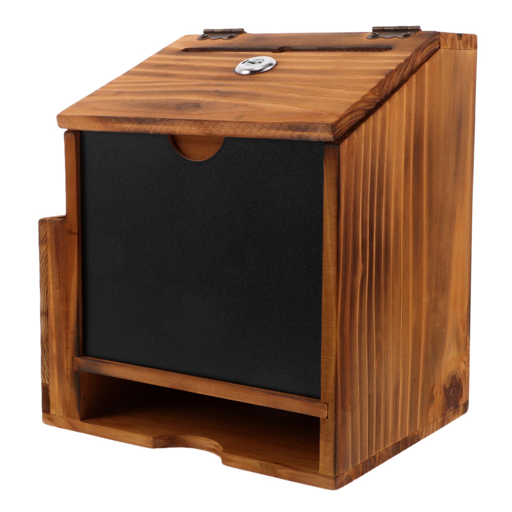 Boîte à Suggestions en Bois Murale avec Serrure, Coffret de Collecte | Finition Café, Style Rustique, Matériel de Fixation Inclus pour Installation