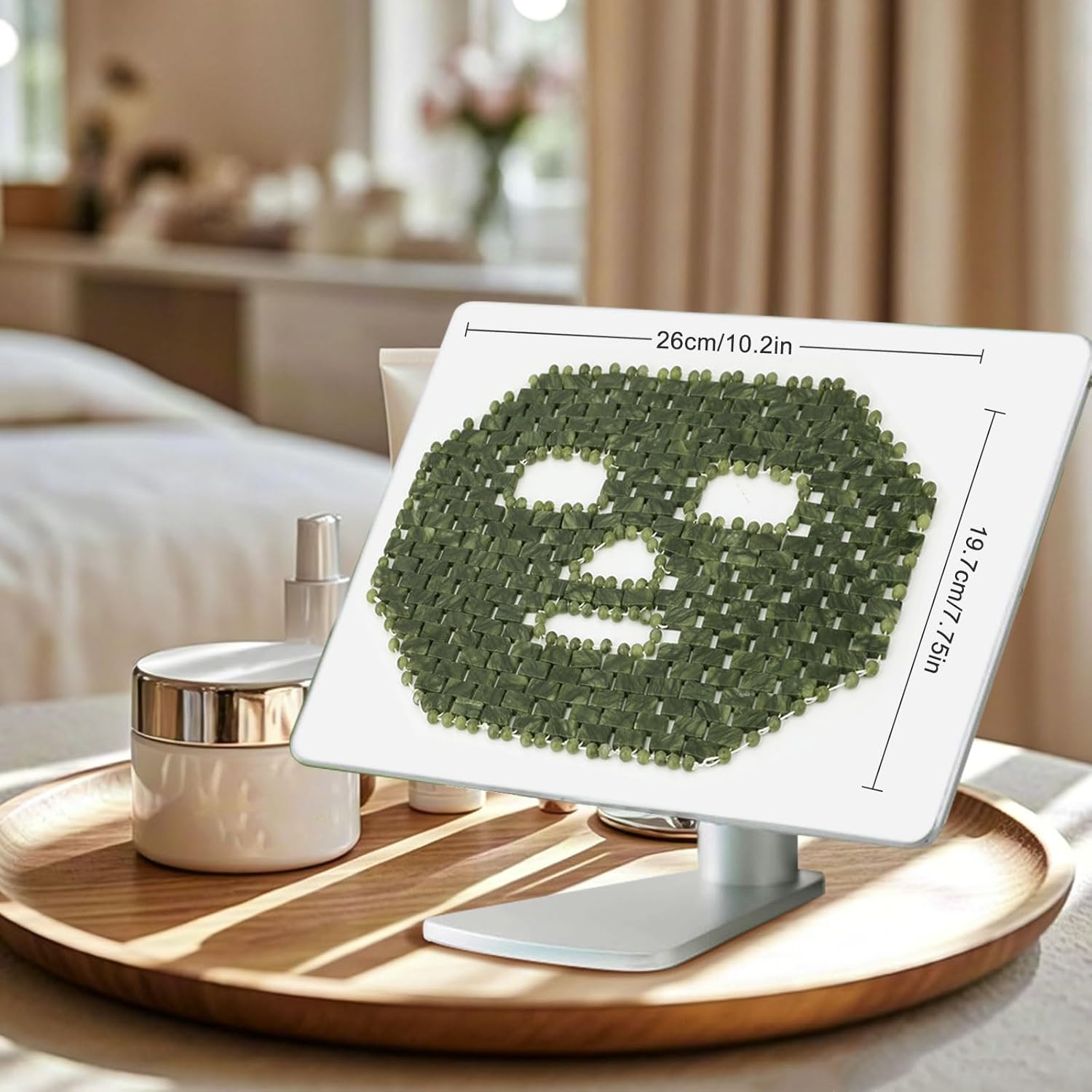 Jade Mask, Natural Facial Cooling Mask, 100% Real Jade for Hot & Cold Therapy, Relieves Redness, Swelling, Sensitivity, Wrinkles, Puffiness, and Anti-Aging