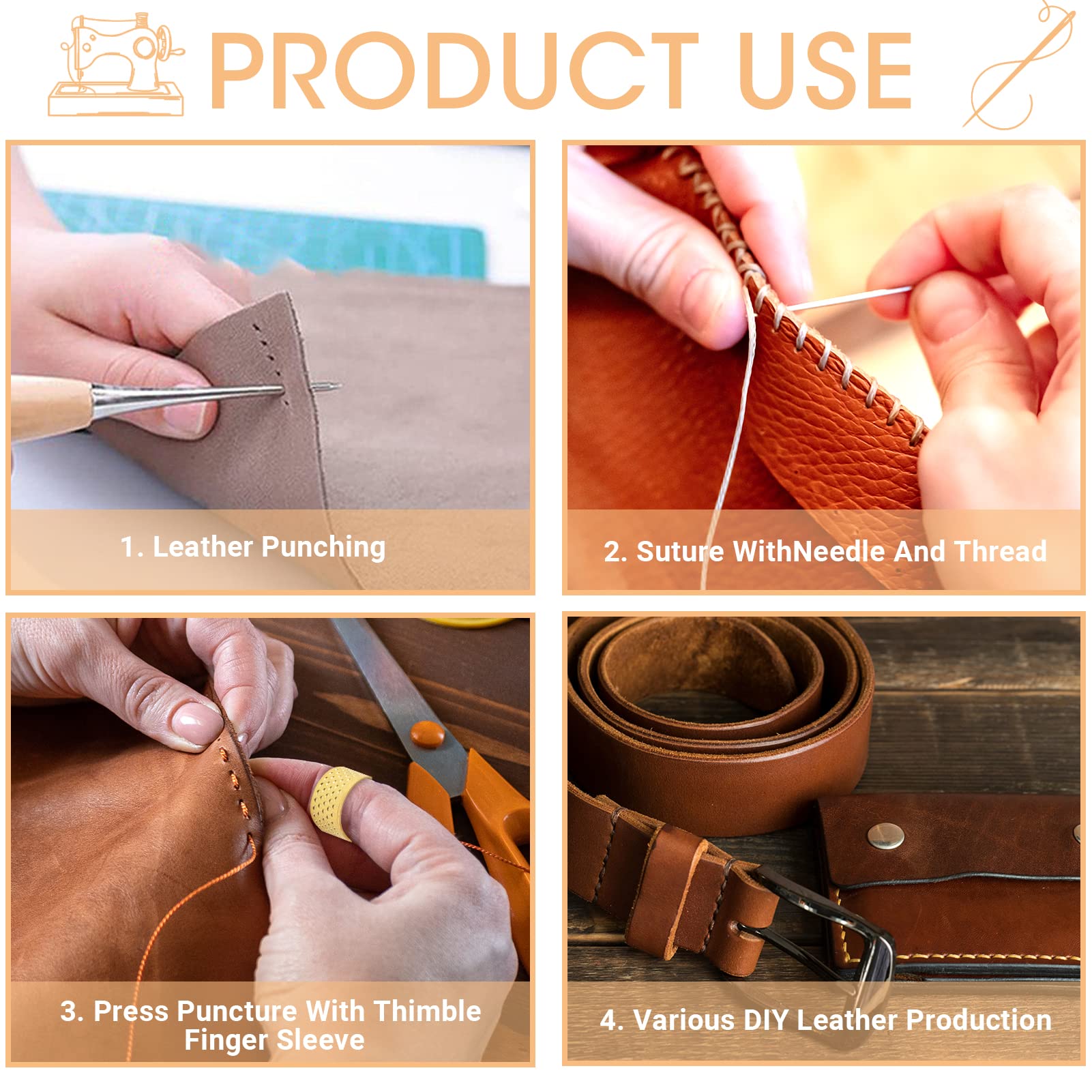 12 Pcs Leather Sewing Kit, Complete Leather Repair Kit Needles - Image 4