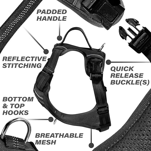 Miniatura 10 de Black Rhino - The Comfort Arnés para perro con chaleco acolchado de malla para razas pequeñas y grandes  Ajustable  Reflectante  2 accesorios de