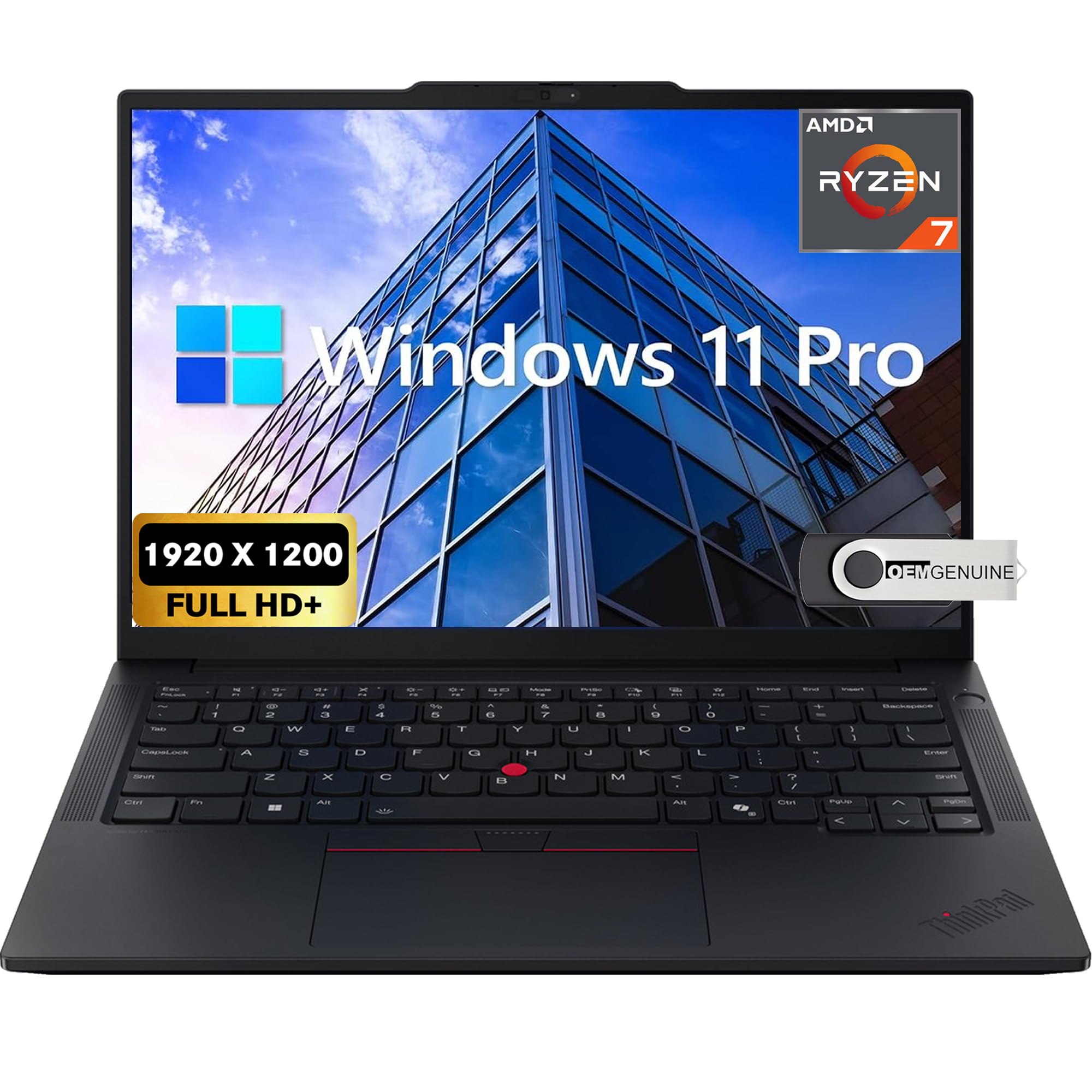 ThinkPad E14 Gen 5 Business Laptop, 14" FHD+ Display, AMD Ryzen 7 7730U (Beat i7-1255U), 24GB RAM, 2TB SSD, FP Reader, Backlit Keyboard, HDMI, RJ45, Wi-Fi 6, Windows 11 Pro, Black