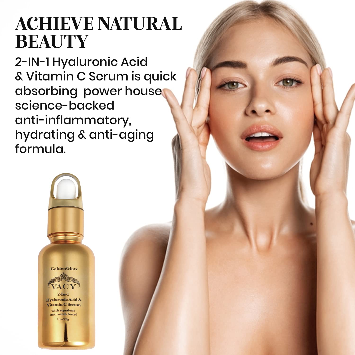 VACY 2-In-1 Hyaluronic Acide and Vitamin C wrinkle & Fineline Remover Anti-aging Face Serum. (.98fl oz)