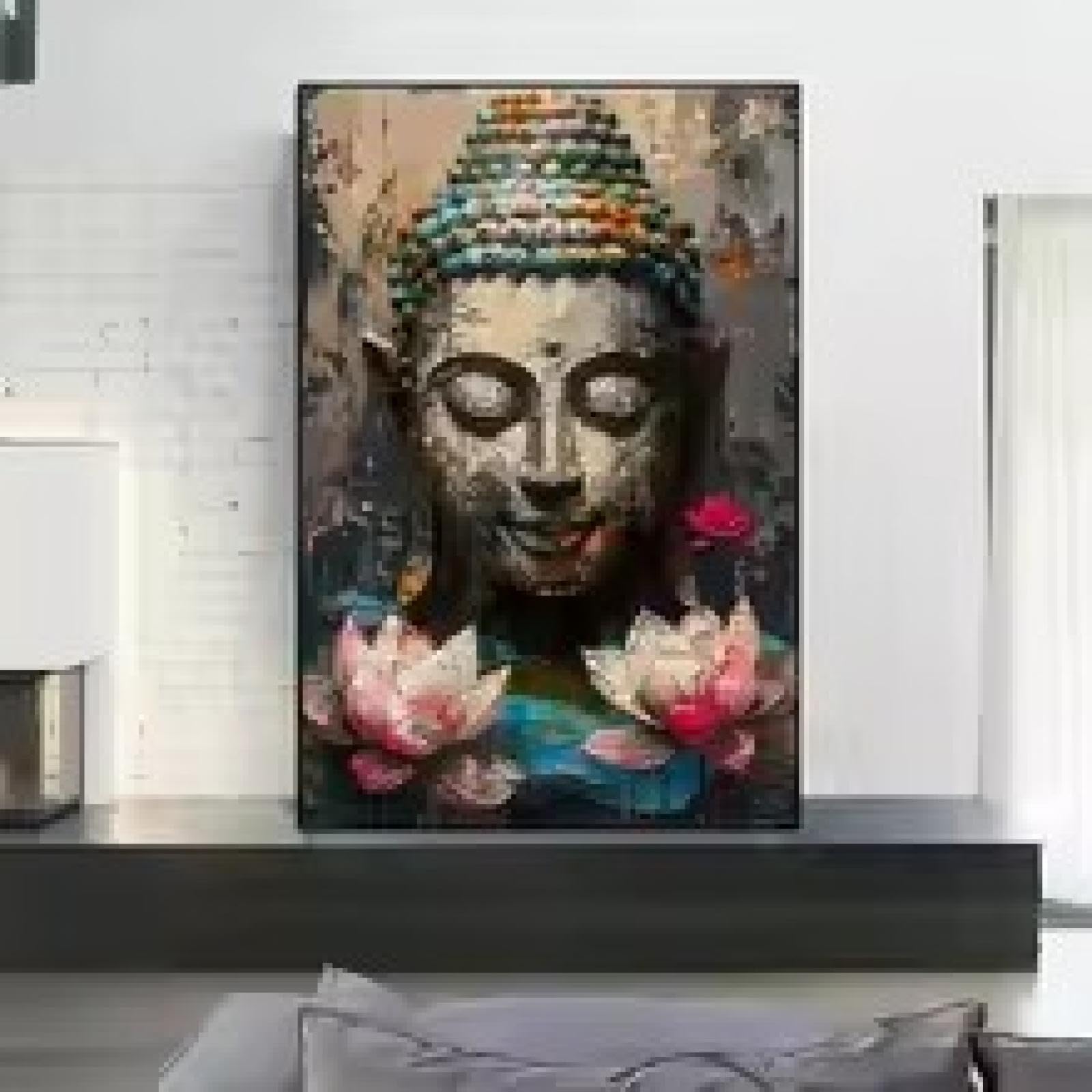 Affiche murale Bouddha moderne fleur de lotus, impression sur toile 40x60 - 6