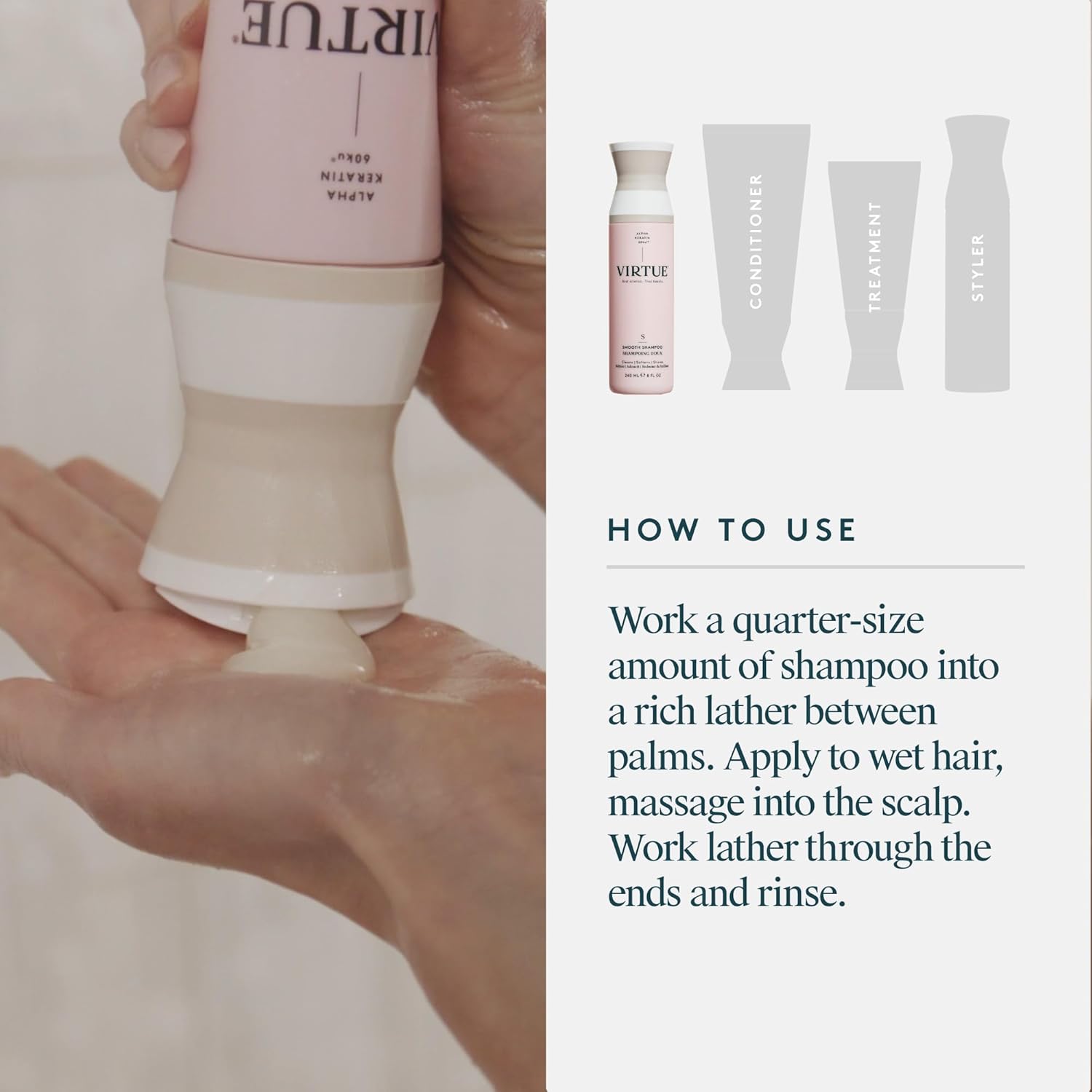 VIRTUE Smooth Sulfate Free Shampoo for Frizz Control for Curly Hair, Safe for All Hair Types, Color Safe - Image 11