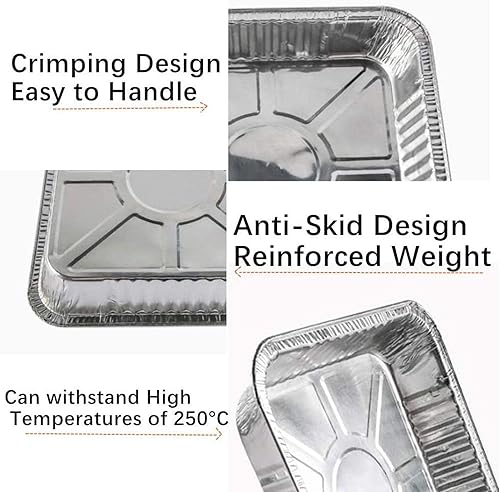 Miniatura 5 de Ailelan Sartenes de aluminio, sartenes de papel de aluminio de 8 x 8 pulgadas, paquete de 50 sartenes de aluminio desechables perfectas para