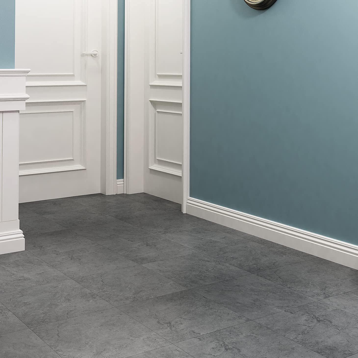 Livelynine Pavimento PVC Adesivo Bagno Impermeabile Piastrelle Adesive Pavimento Cucina Antiolio Mattonelle Adesive Pavimenti 30x30 Cemento Grigio Pavimenti PVC Adesivi Interni Soggiorno, 4 Piastrelle