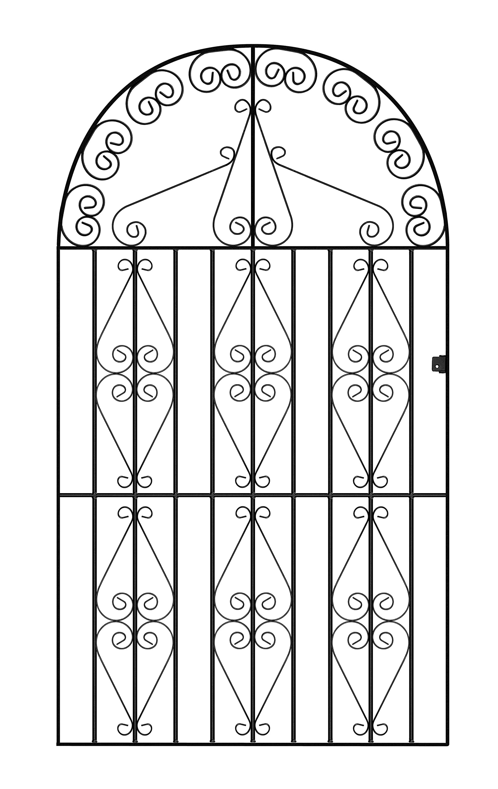 Stirling Scroll Tall Bow Top Metal Garden Gate Galvanised Wrought Iron Style Swing Gates (1220mm Gap x 1980mm High ST46ZP)