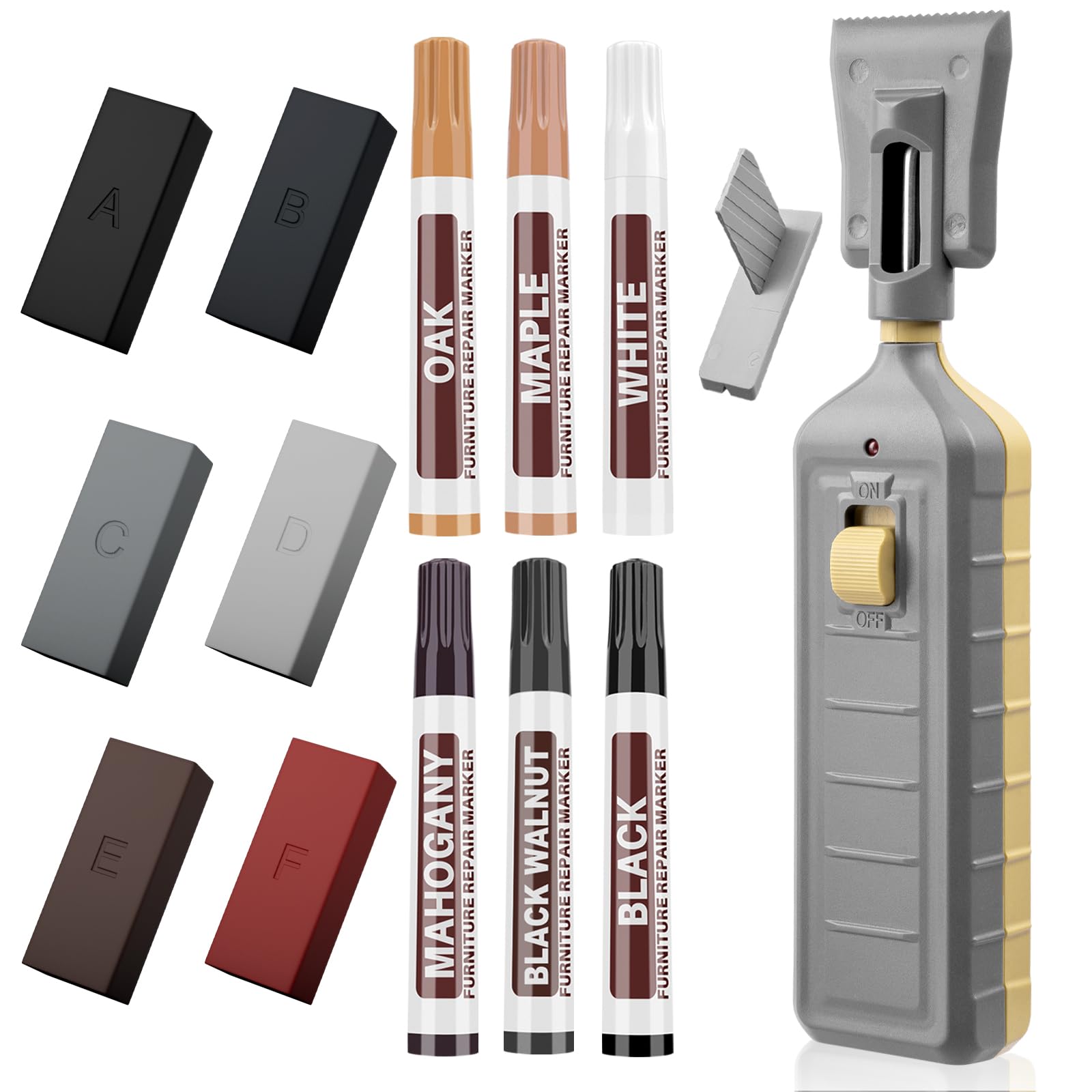Laminate Floor Repair Kit, 6PCS Vinyl Floor Wax with 6PCS Wood Touch Up Markers, Fix Scratches, Stains, Cracks, Holes
