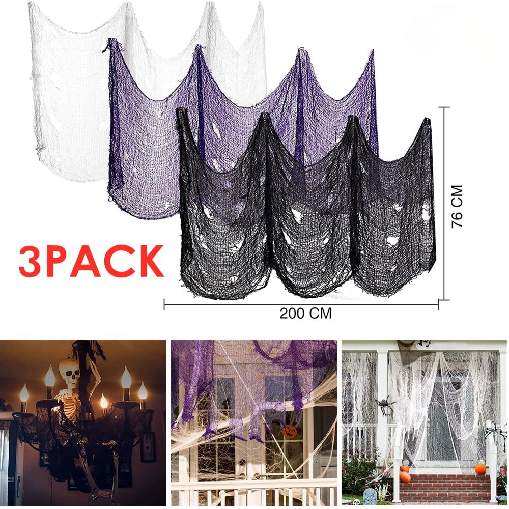 3Pcs Creepy Cloth 30"x79" & 30Pcs Mini Spiders - Image 2