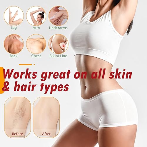 Miniatura 6 de Paquete de 4 repuestos de rodillo de cera, cartucho de cera de miel y rosa para mujeres y hombres, 100 tiras grandes de cera no tejida para piernas,