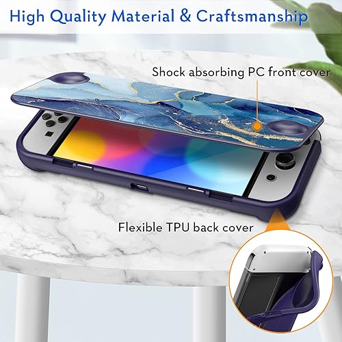 Miniatura 9 de Fintie Funda con tapa para Nintendo Switch modelo OLED, segura para pantalla Carcasa protectora delgada de TPU suave con cubierta frontal magnética
