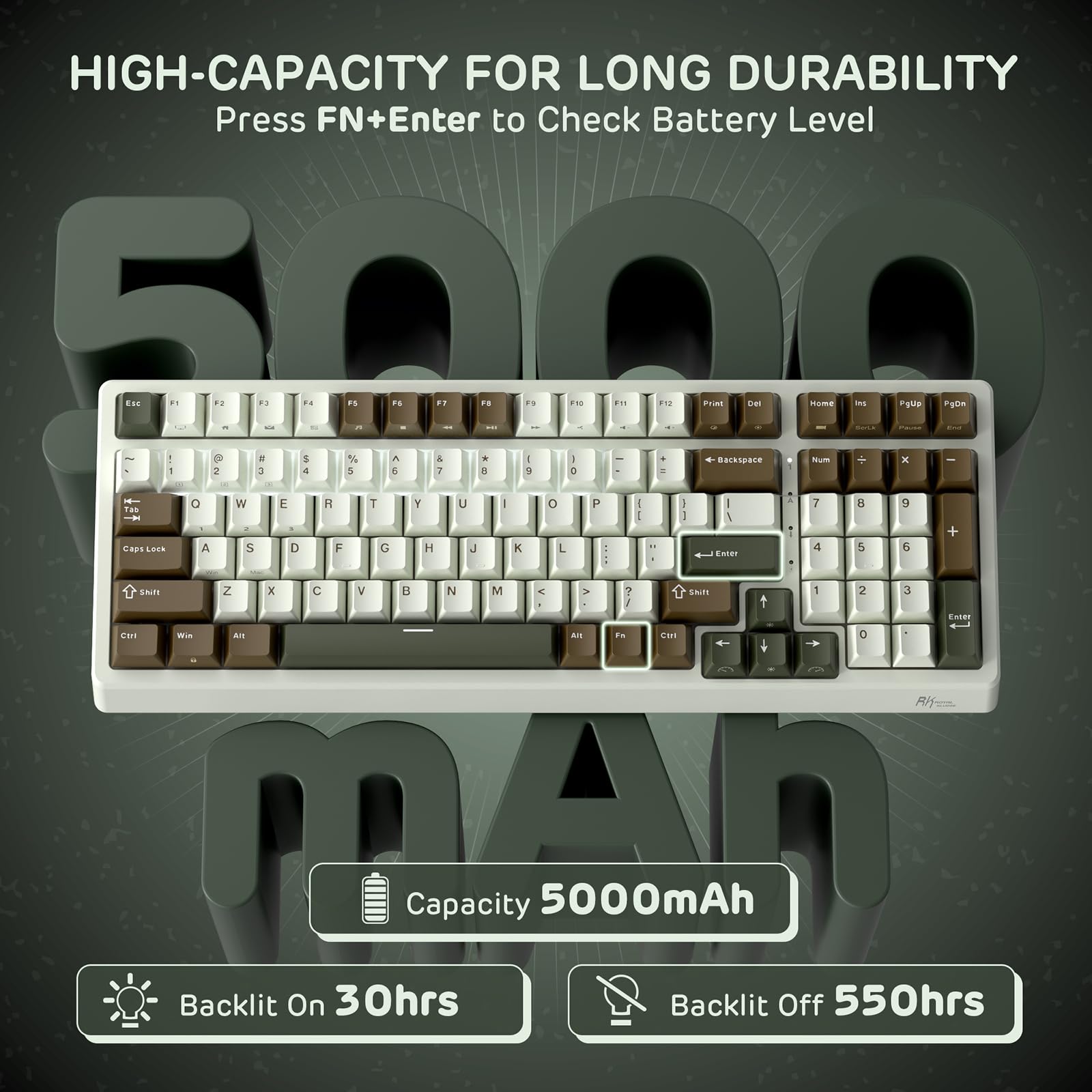 RK ROYAL KLUDGE Teclado mecánico inalámbrico F99 con almohadilla numérica, trimodo intercambiable en caliente 95% 100 teclas, teclado para juegos BT/2.4G/USB-C, teclado retroiluminado RGB para juegos