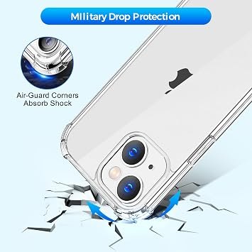 Whioltl Case for iPhone 14 with [3 Pack] Tempered Glass Screen Protectors, Crystal Clear Phone Cover, Anti-Scratch and Shock-Absorption, Transparent Basic Case Compatible with Wireless Charger-4 in 1