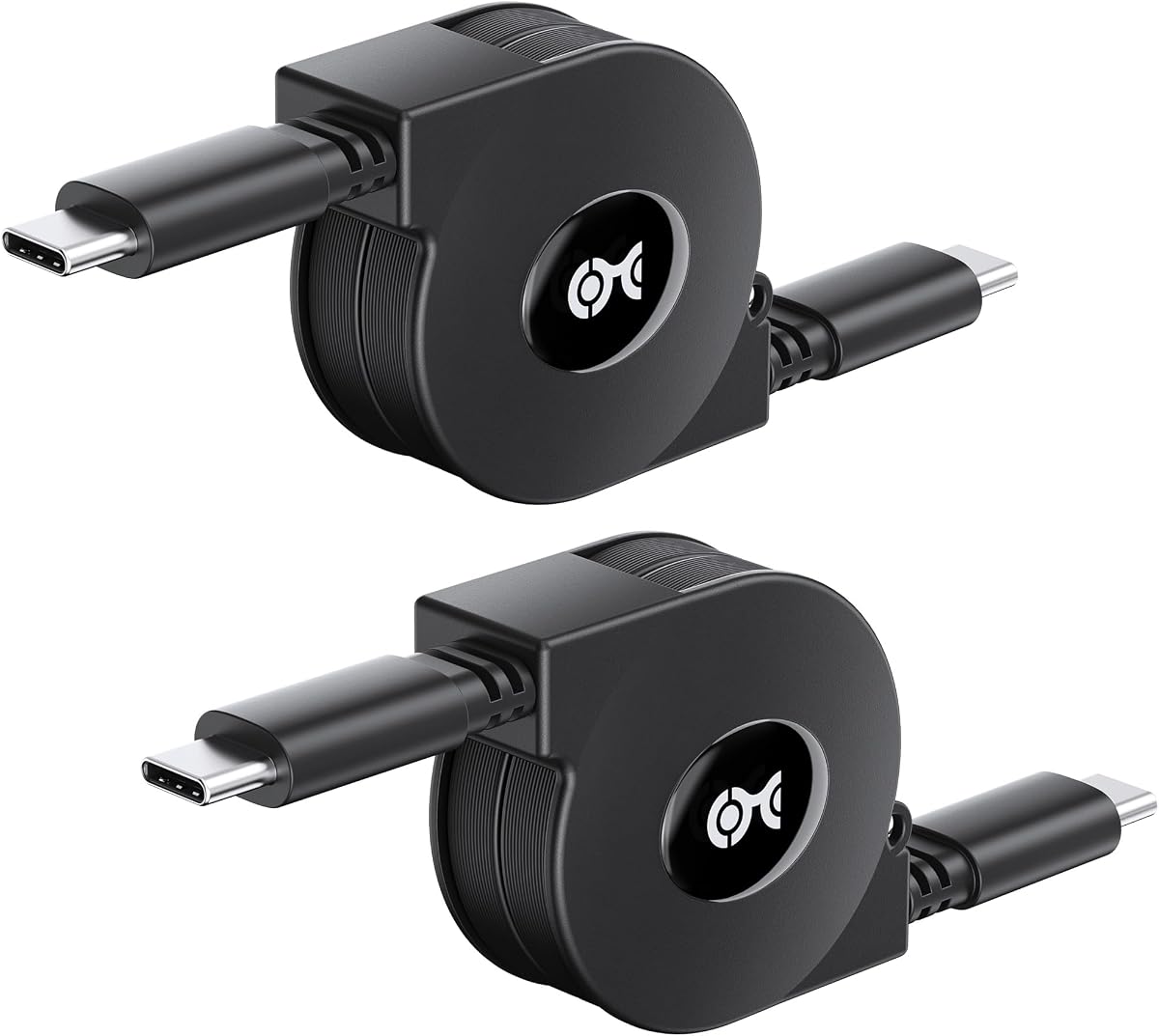 2-Pack Retractable USB C to USB C Cable, 3.3ft / 1m | 60W Charging, 480Mbps Data Transfer, Built-in Cable Reel, Charging and Data Sync, Travel-Friendly