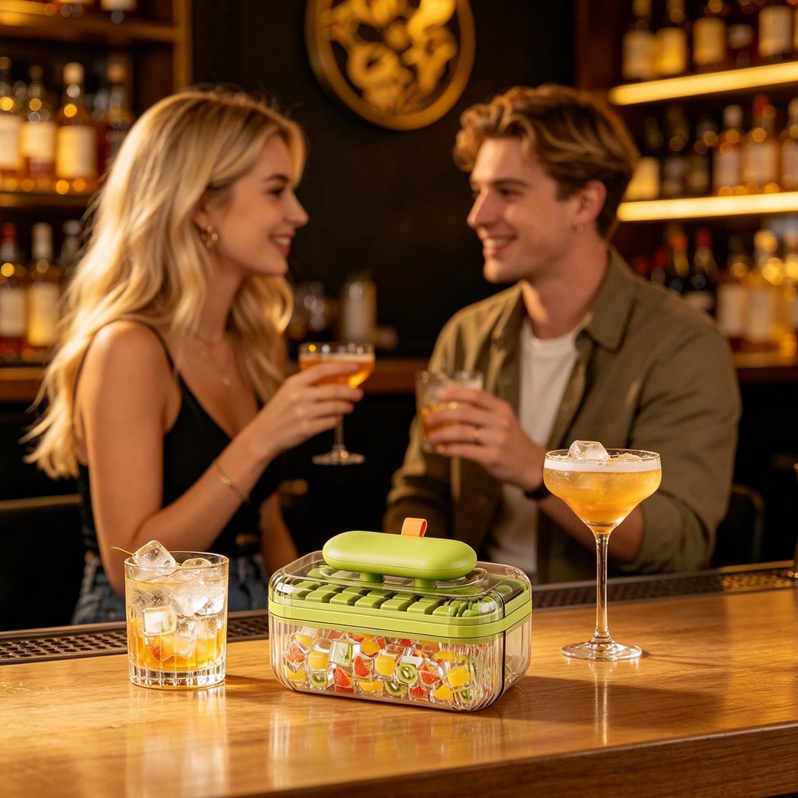 Eiswürfelbehälter mit Deckel | Druckart Eiswürfelaufbewahrungsform | Mit Schaufel Und Eiswürfelbehälter - Zum Kühlen von Whisky Kaffee Milch Wein Und Andere Getränke Im Kühlschrank Gefrierschrank Bar