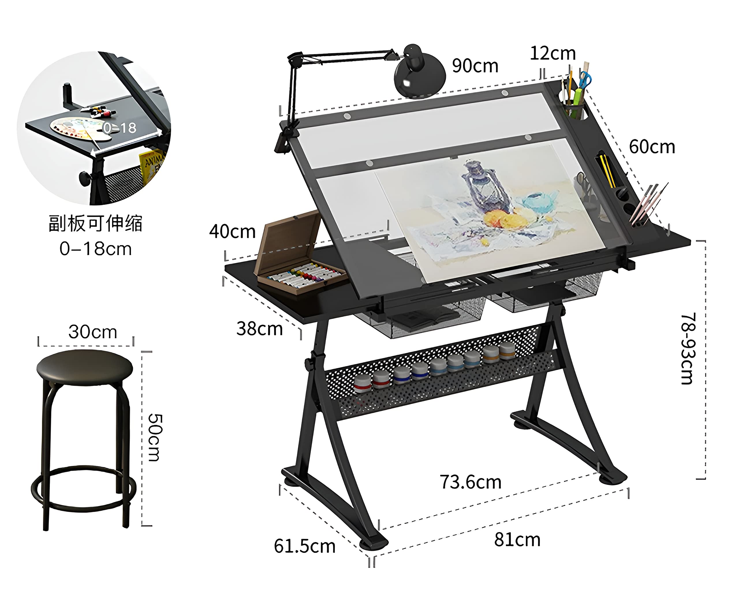 Amazon | ティルト機能付き製図台 机 描画台 机 製図台セット 強化