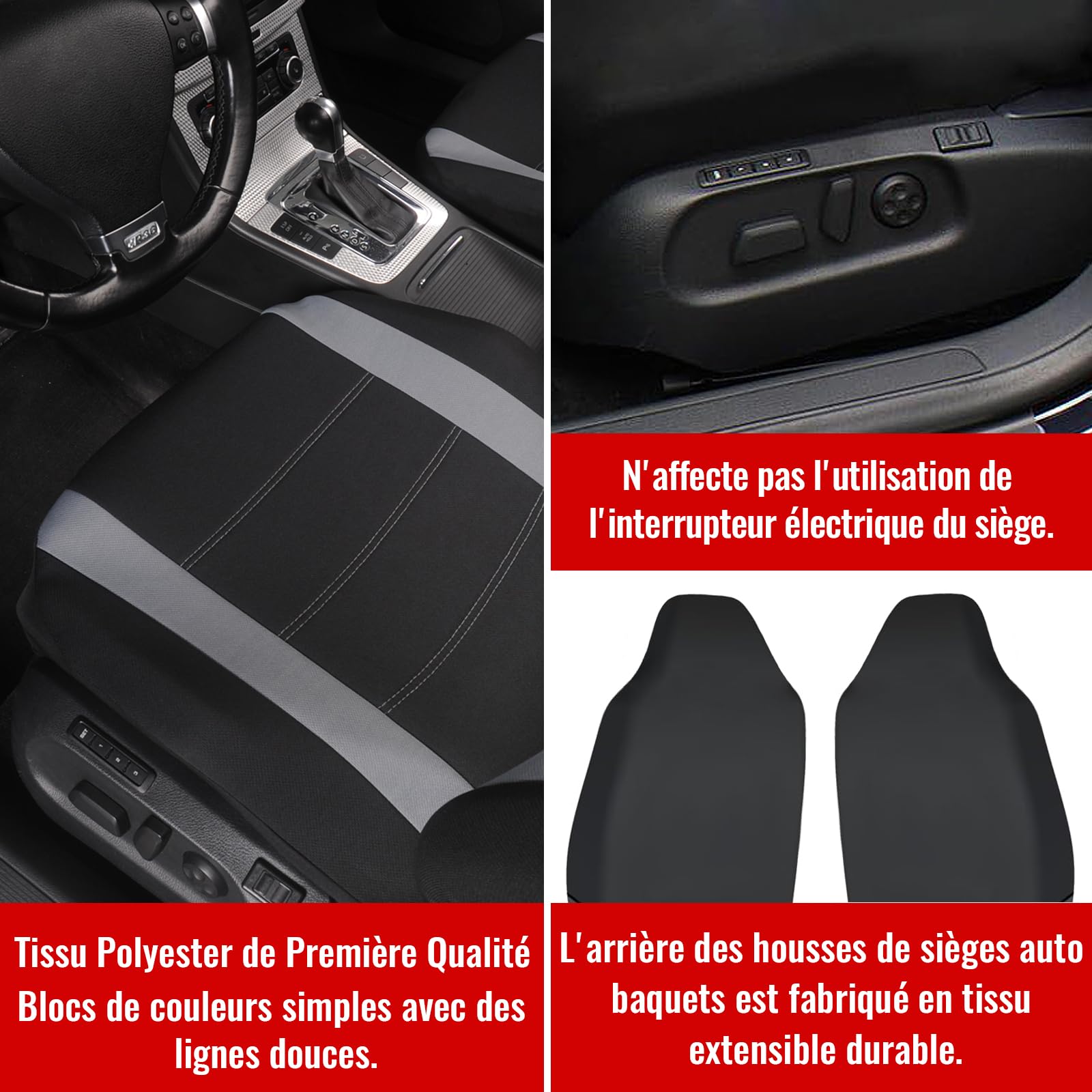 AUTOYOUTH Housses de Siège de Voiture Avant Universelles, Ensemble de Housses Siège Auto Universel, Accessoire Voiture Tuning, Gris