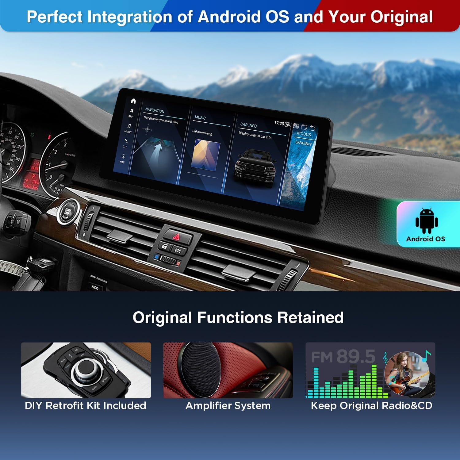 XTRONS 12.3” IPS Touch Screen Car Stereo for BMW E90 E91 E92 E93 with No Original Display, Android 13 Radio GPS Navigation for Car, Snapdragon 680 8GB RAM 128GB ROM Built-in Car Play Android Auto WiFi