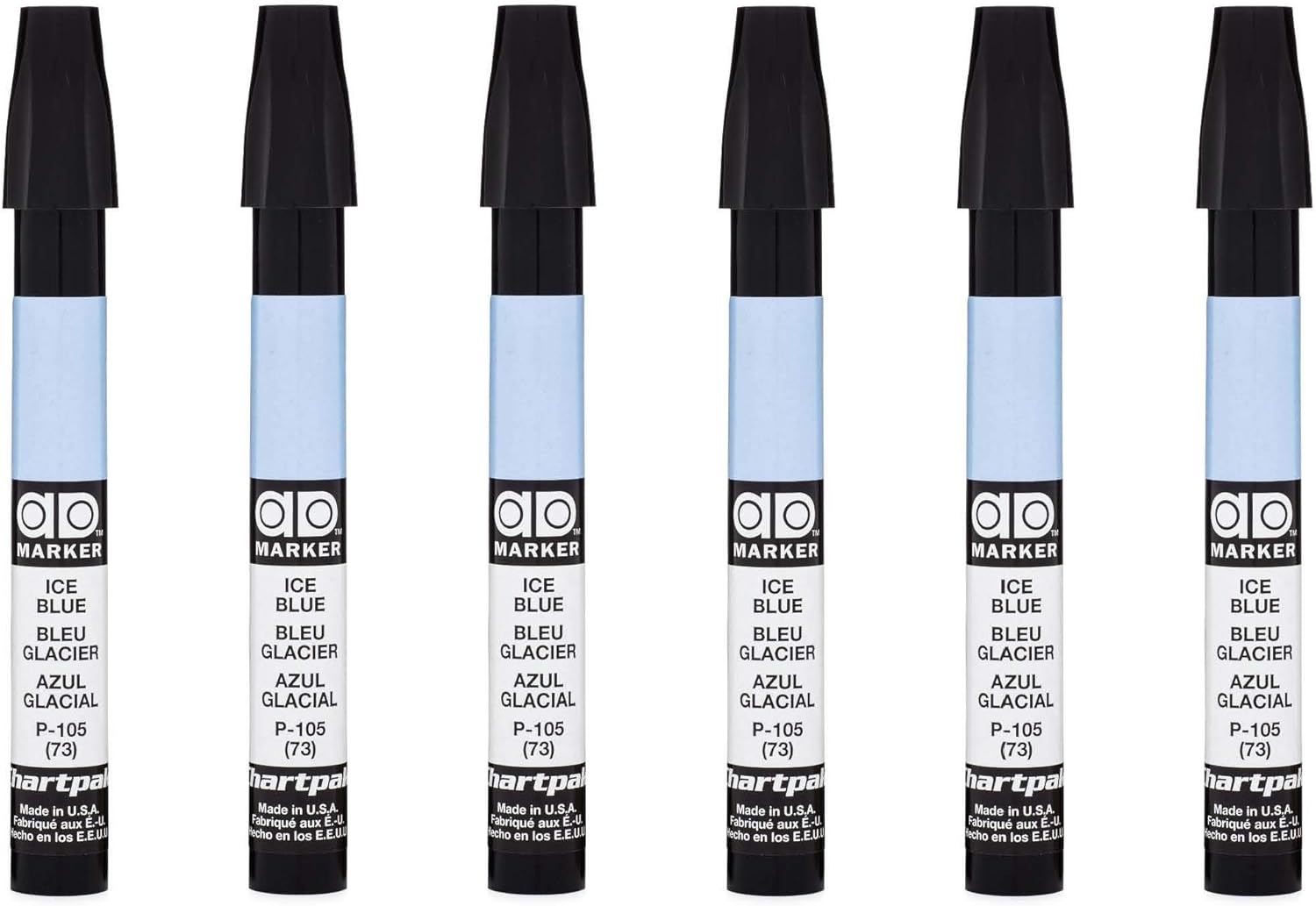 AD Marker The Original Chartpak, Tri-Nib, Ice Blue, Box of 6 (P105) (165692)