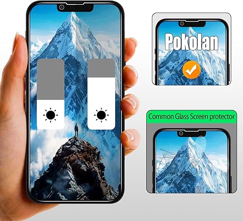 Miniatura 10 de Pokolan Paquete de 3 Protector de pantalla para iPhone 14 Pro vidrio templado, compatible con isla dinámica, protección de sensor, dureza 9H,