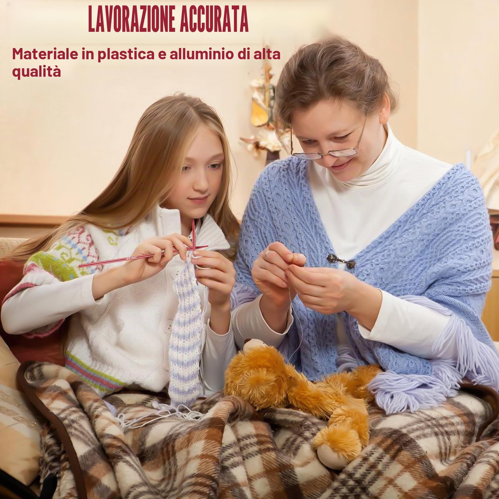 Behogan Set di ferri circolari intercambiabili, 3,0 – 10,0 mm, ferri da maglia intercambiabili con custodia, ideali per progetti a maglia, principianti e professionisti, alluminio, rosso