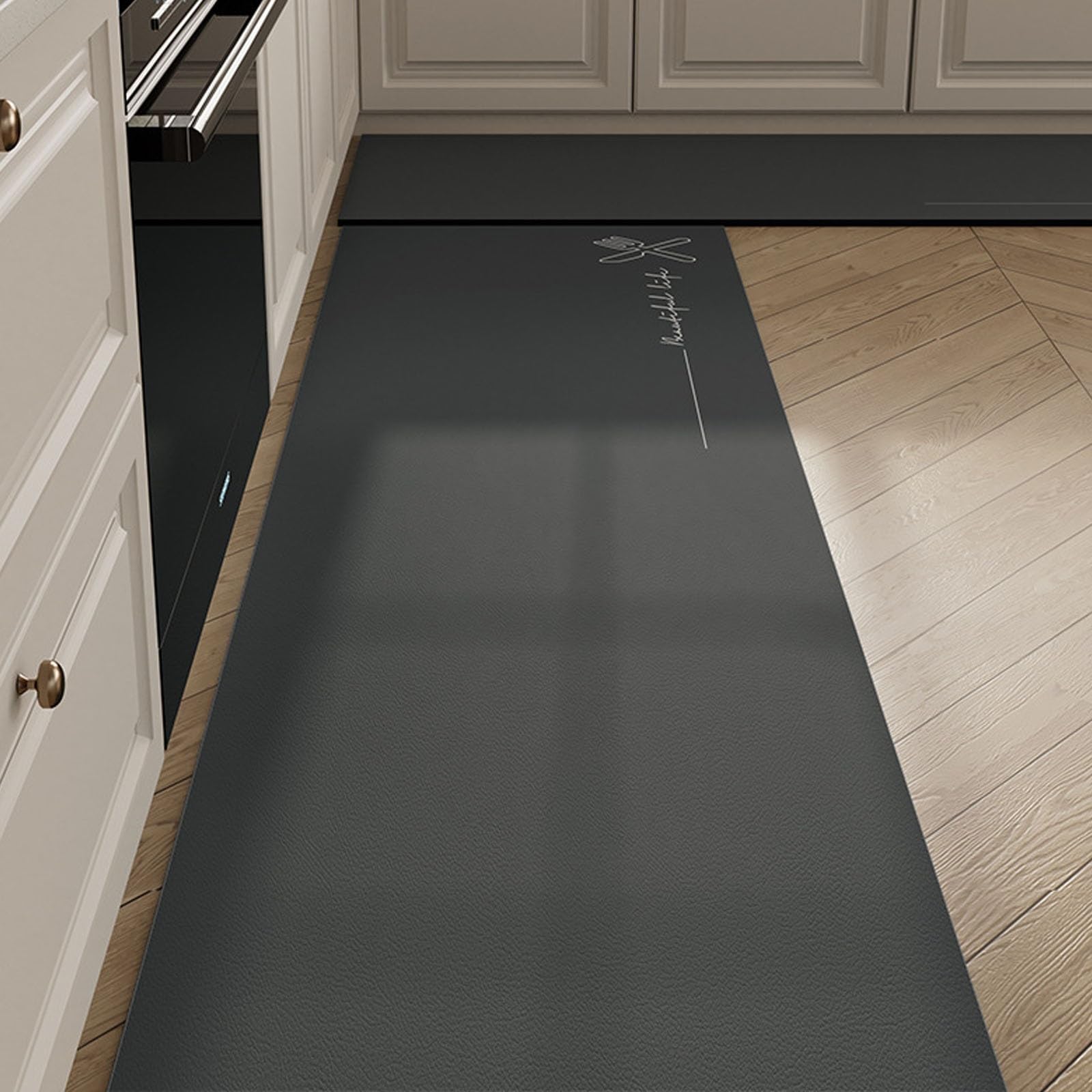 Tapis de cuisine imperméable et anti-fatigue en cuir nappa antidérapant et résistant à l'huile pour évier/buanderie Gris 0,40 x 1,20 m